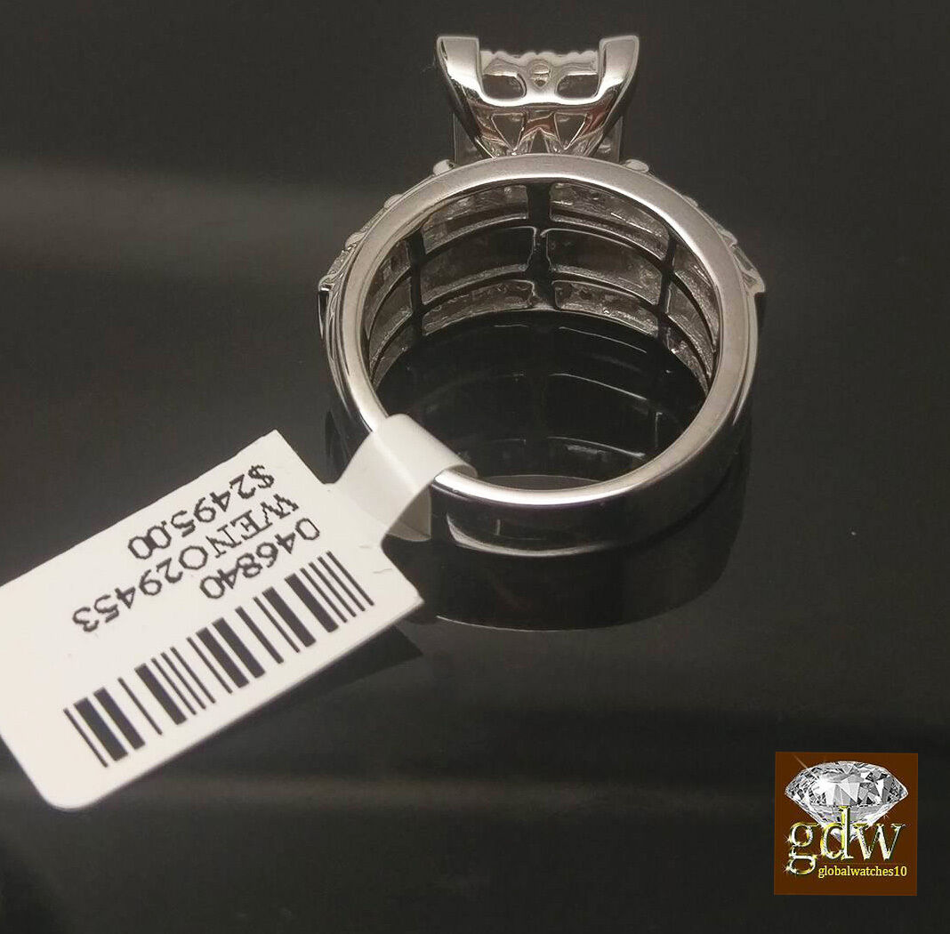 2CT Diamond Solid 10k White Gold Ring Engagement Wedding Cinderella Ladies REAL
