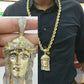 Real 10k  Rope Chain 15 mm with 1.81 Ct Diamond Jesus Head, Charm  Pendent.