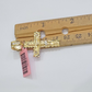 14k Yellow Gold Cross Nugget Pendant Jesus Crucifix 1.5 Inch 14kt Charm Men REAL
