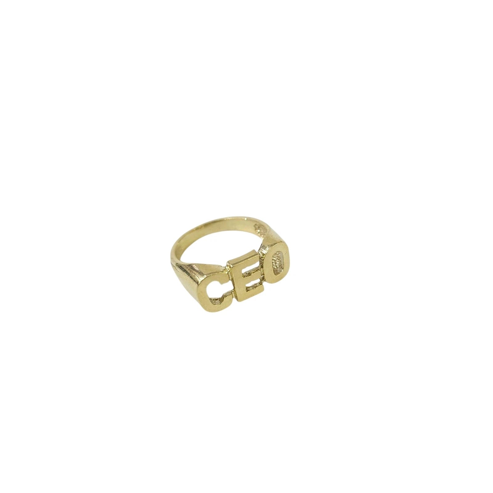 Real 10K Gold CEO Ring Mens Letter Band Bold Statement Hip Hop Design