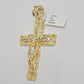 Real 14k Gold Chain Cross Pendant Necklace SET Miami Cuban Link 7mm 22"-28" 14kt