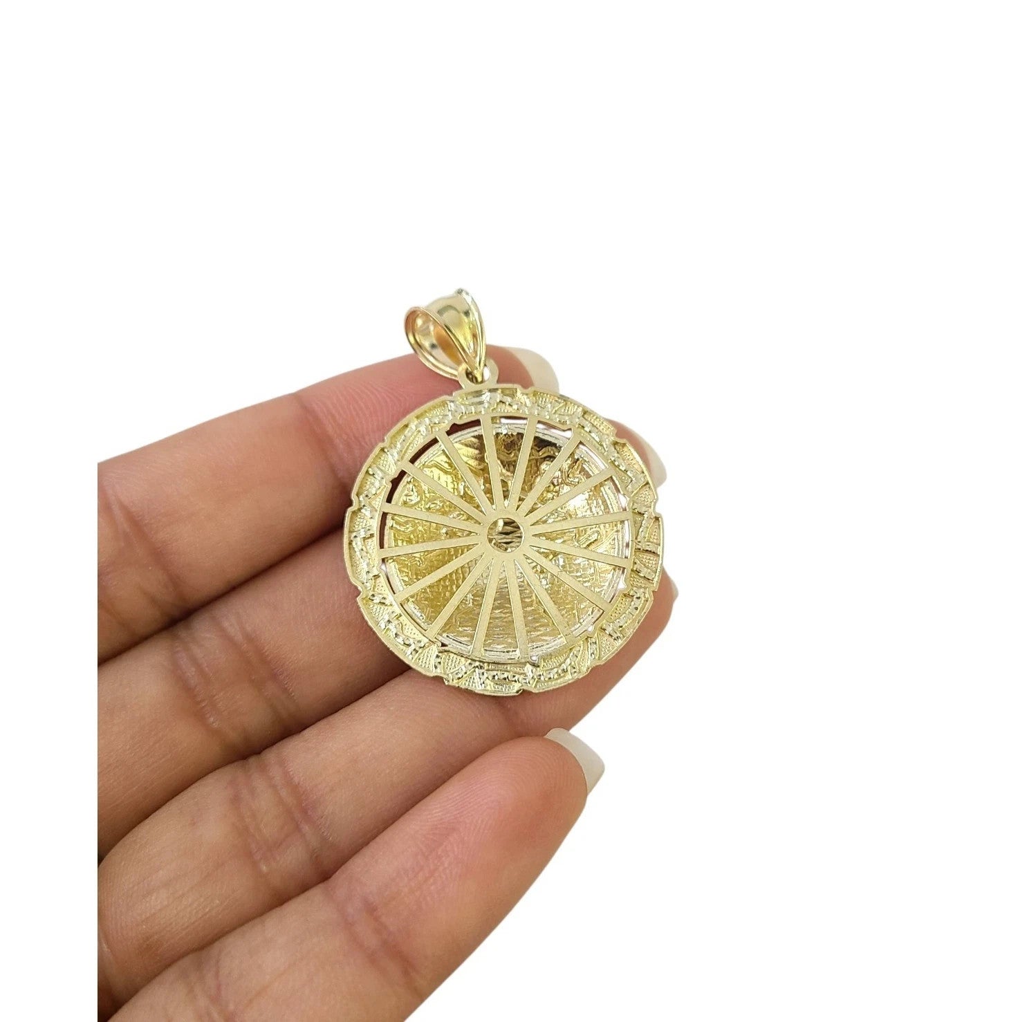 10K Yellow Gold Round World Map Pendant Globe Charm 1.5" Unisex Jewelry