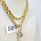 10k Rope Chain P Diamond Initial Charm Necklace Pendant Set 4mm 20"-30" Gold