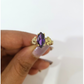 10k Gold Purple Marquise Ring CZ Flower Women Elegant Floral Statement