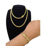 10k Solid Gold Miami Cuban Chain 18"-24" Bracelet 7" Set 5mm Men Women Necklace
