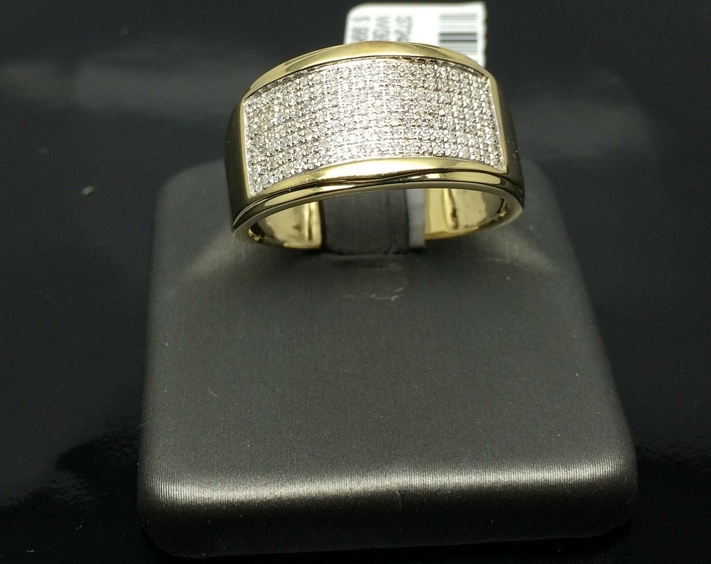 Mens 10K Yellow Gold Band Ring Wedding Engagement Size 10 Natural Diamond