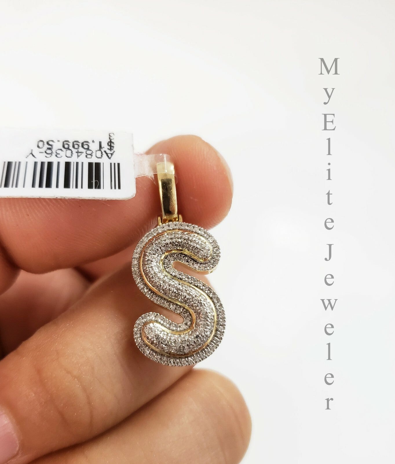 Men's Ladies Solid 10k 0.30CT Initial S Diamond Pendant Yellow Gold Alphabet REAL