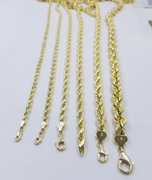 10k Yellow Gold Rope Chain Necklace Men Women 18"-30 Inch 2 3mm 4mm 5mm 6mm REAL