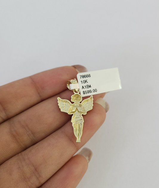 10k Praying Angel Charm Pendant REAL 10Kt Yellow Gold Genuine Religious
