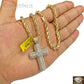 Real Diamond Cross with Solid 10k Rope Chain 20 22 24 26 28 inch, vs full cut