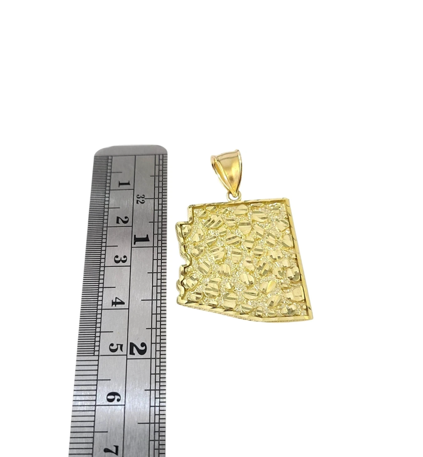 Real 10K Yellow Gold Arizona State Pendant Charm Mens Diamond Cut Nugget Finish