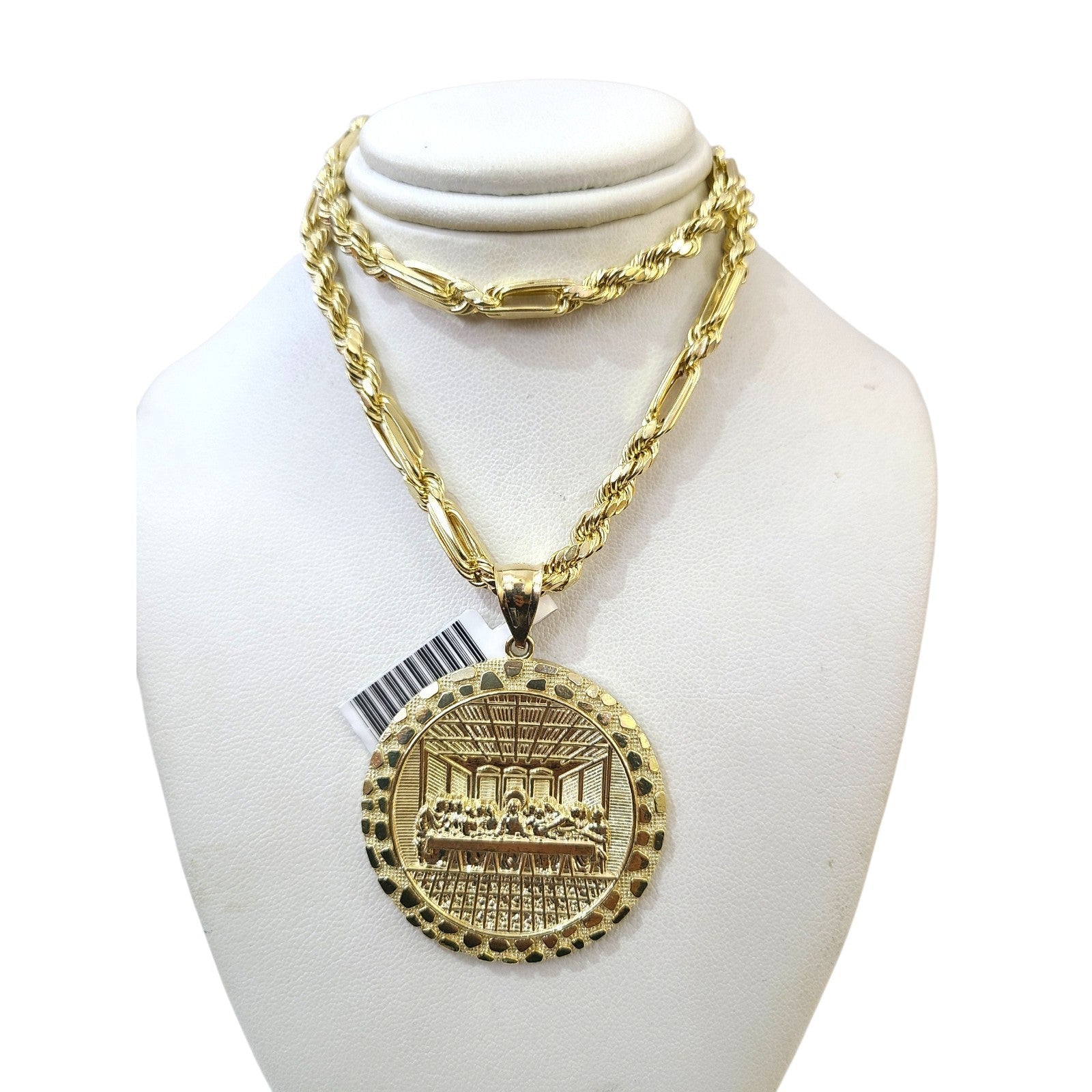 10k Milano Chain Nugget Last Supper Charm Necklace Pendant Set 5mm 20"-28" Gold