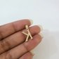 10K Gold Solid Franco Chain K Initial CZ Stone Pendant Set 1mm 16 18 20 22 Women