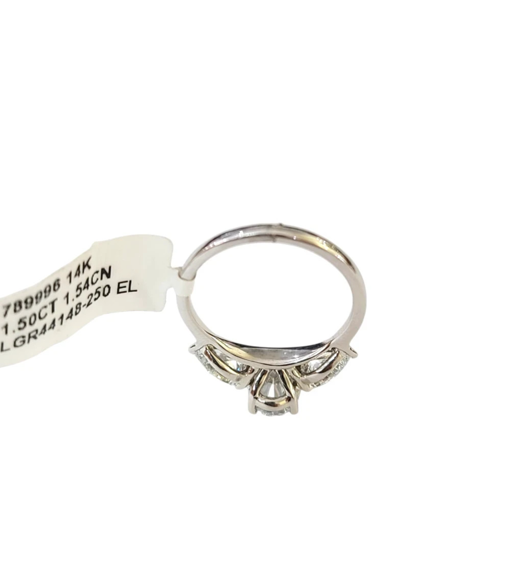 14k White Gold Oval LAB Created Ring Diamonds Wedding Ladies Band Women