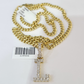 10K Gold Miami Cuban Chain L Diamond Initial 18"-24" 2mm Pendant Necklace SET
