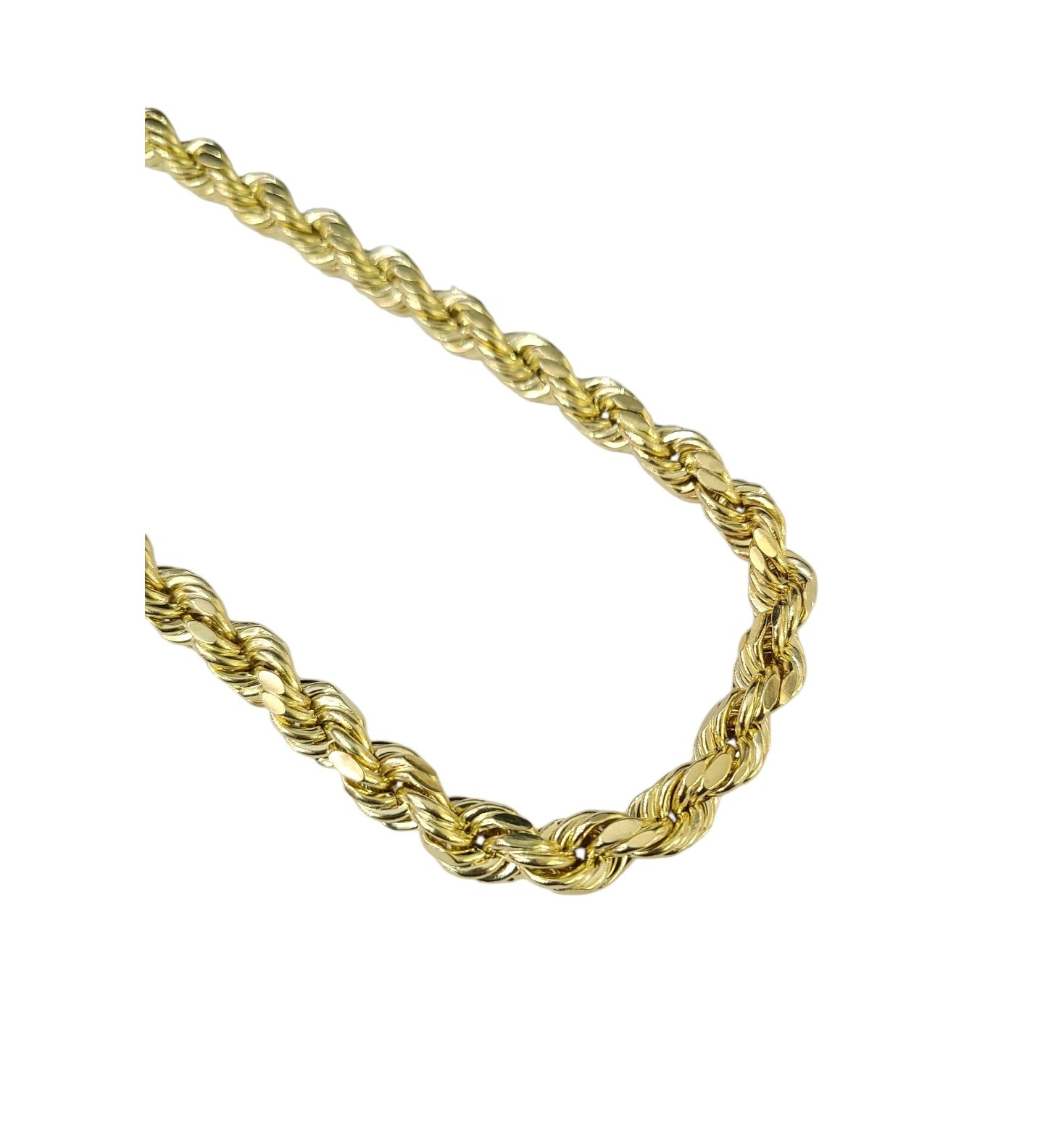 10K Yellow Gold Rope Chain Necklace 8mm 22 Inch REAL 10kt Diamond Cuts Men's