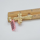 Real 14k Yellow Gold Cross Charm Pendant 2 Inch Diamond Cuts CZ Charm For Chains
