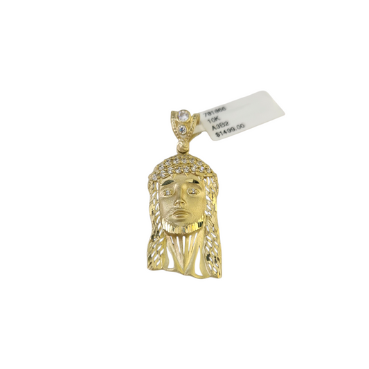 Real 10k Yellow Gold Charm Pendant Cross Head Face Gold 10KT