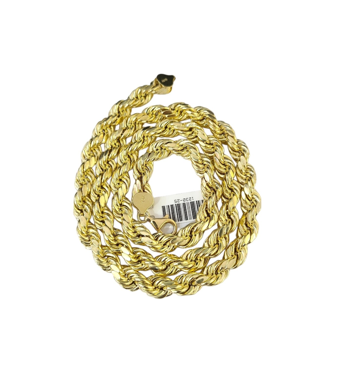 10K Yellow Gold Rope Chain Necklace 8mm 22 Inch REAL 10kt Diamond Cuts Men's