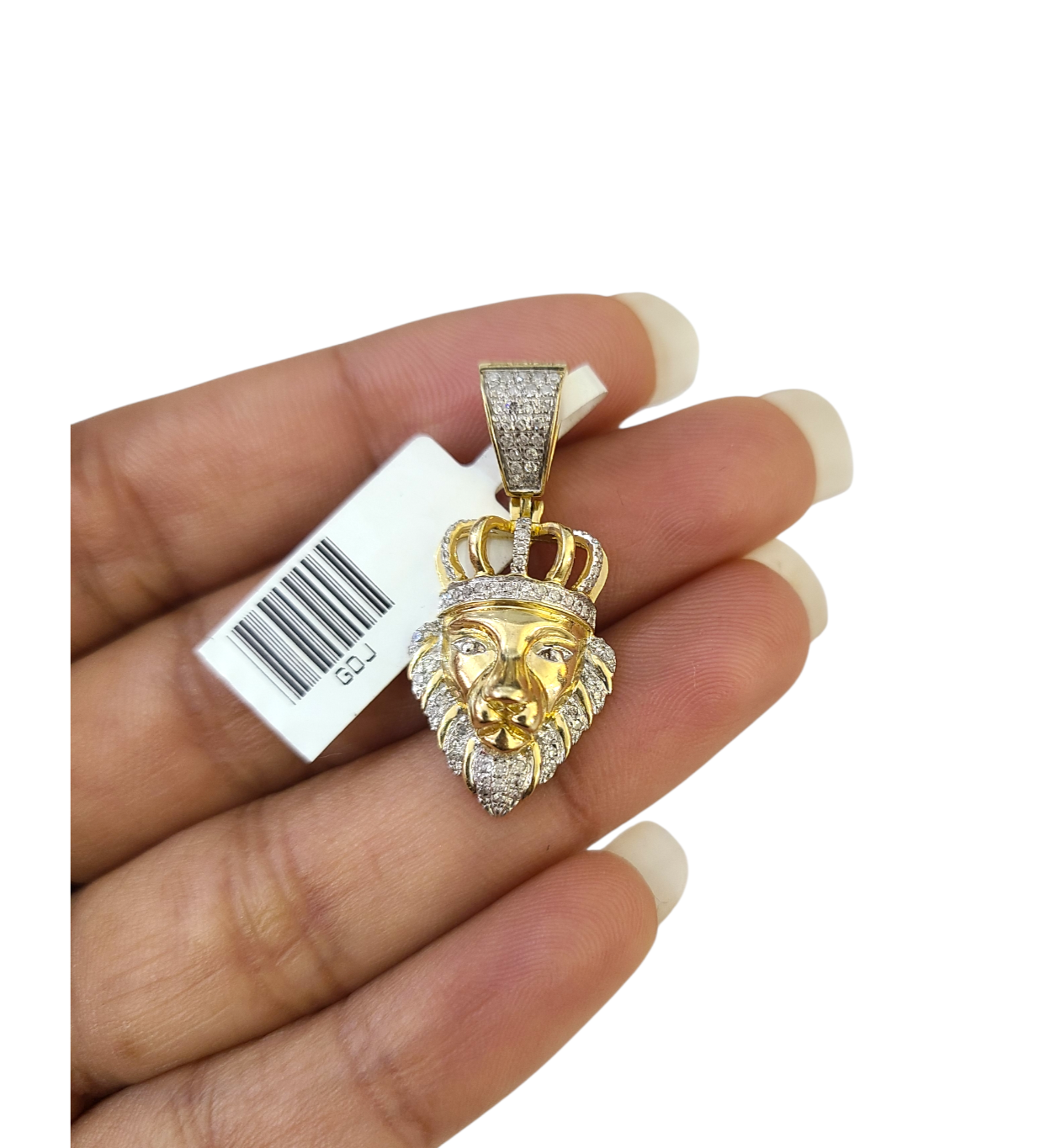 Real 10k Yellow Gold Lion Head Diamond Charm Pendant 1.25'' inch Genuine 10kt
