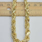 REAL 10K Gold Rope Chain 7mm 24 Inch Men's Necklace SOLID 10 KT Gold Diamond Cut