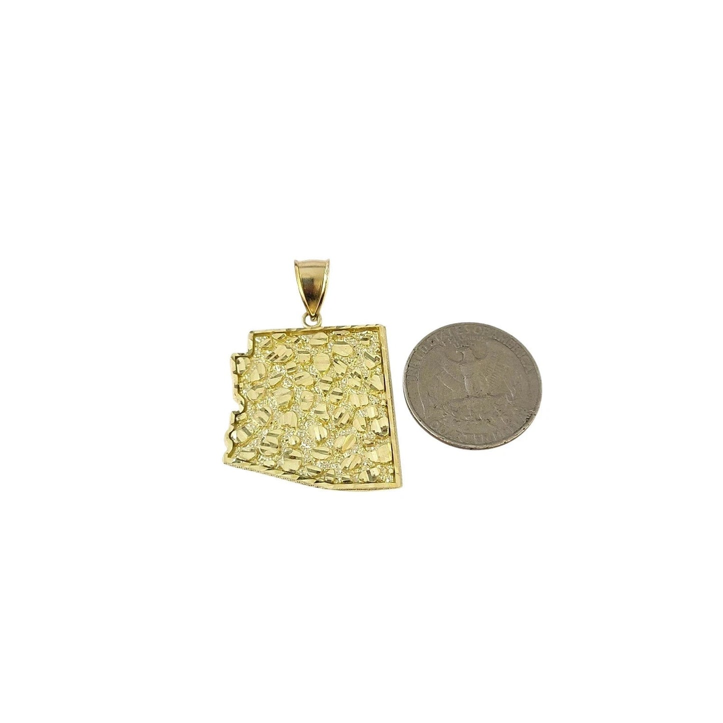 10K Yellow Gold Miami Cuban Link Chain Set Arizona Map Charm Pendant 4.5mm 18-28