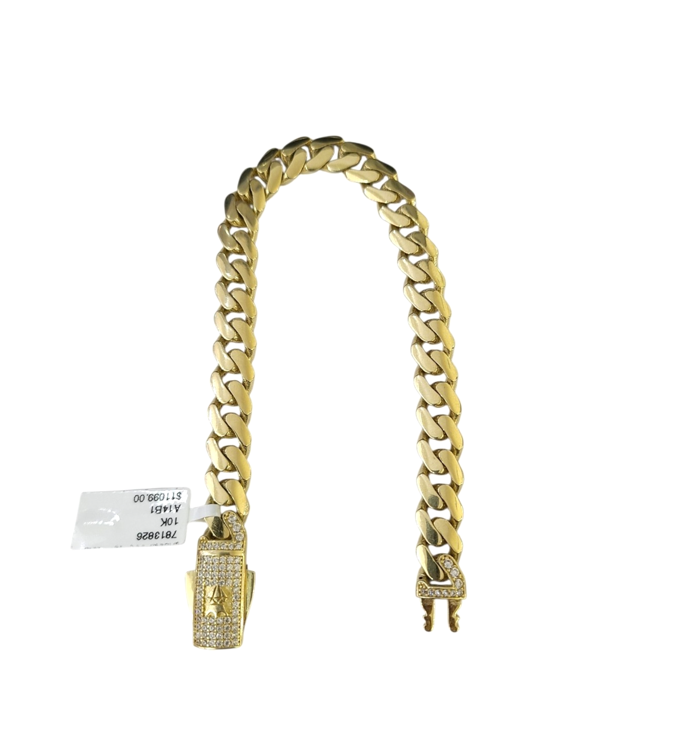 10k Yellow Gold Bracelet 8.5 Inch Royal Monaco Cuban Link 10mm Mens Box Clasp