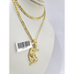 10k Gold Cuban Curb 3mm Chain Necklace Praying Hands Charm Pendant 18"-28" Set