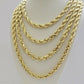 Real 10k Yellow Gold Rope Necklace 7mm Chain 18"-30" Inch Diamond Cut, 10kt MENS
