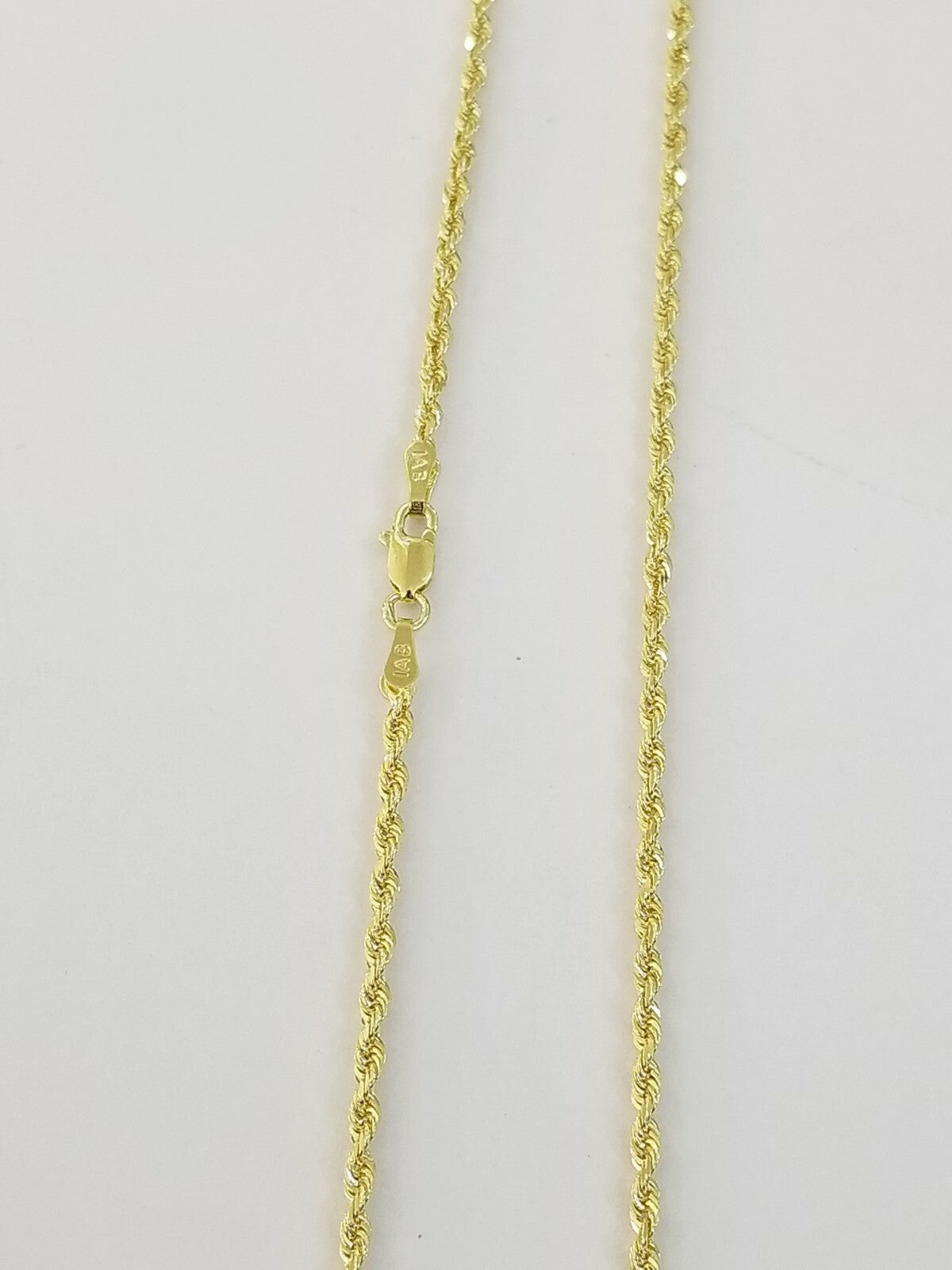 10K Solid Yellow Gold Rope Chain Diamond Cut 2mm 18 20 22 24 Inch