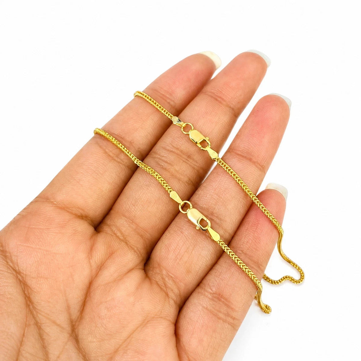 Real 18K Yellow Gold Franco Bracelet 1mm 7" 8" Ladies Dainty Thin Chain Jewelry