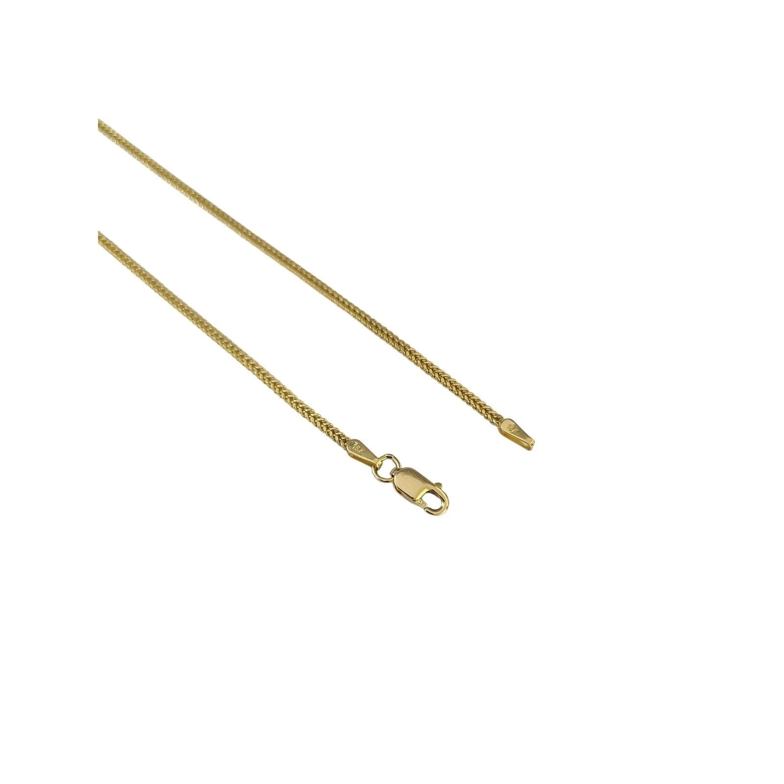 Real 18K Yellow Gold Franco Link Chain Choker Necklace 1mm 22 Inch Women