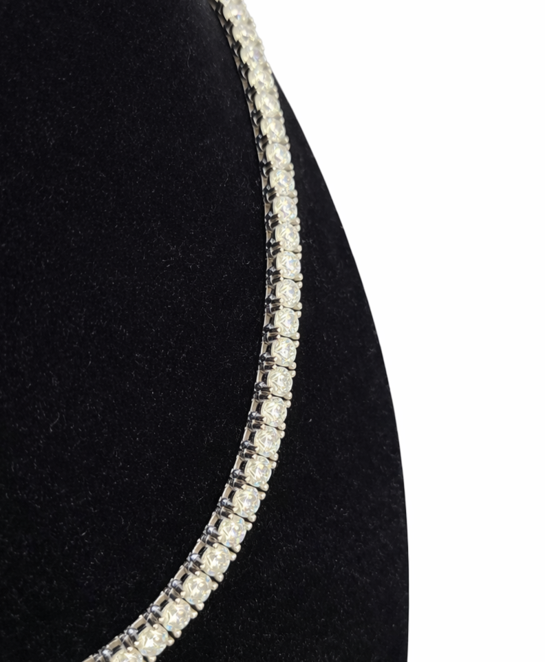 Real 925 Silver Moissanite Tennis Necklace Chain 22 Inch 4mm Women Men