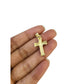 Real Gold 10k Chain Pendant SET Cross Charm Miami Cuban Link Necklace 2.5mm