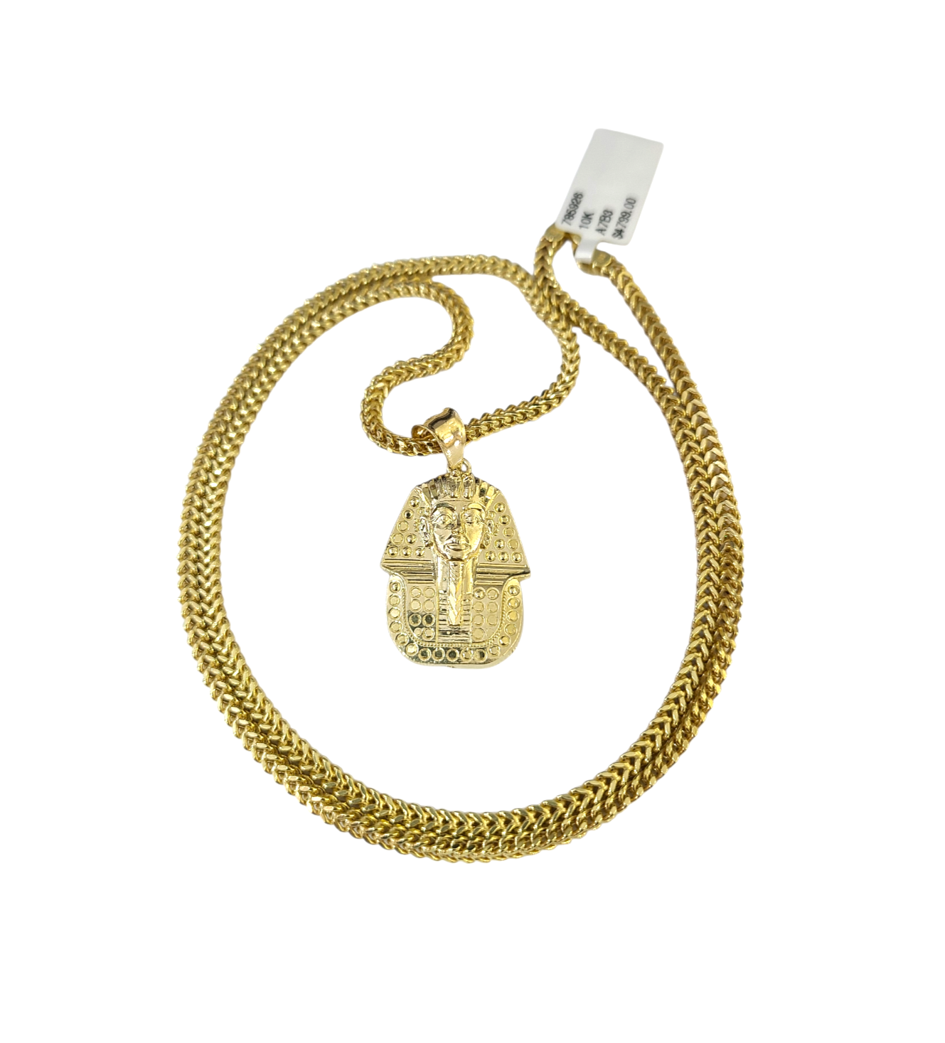 Real 10k Gold Franco Necklace Chain Pharaoh Head Charm 2.5mm 18"-26" Pendant SET