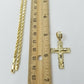 Real 10k Gold Cross & Solid Rope Chain 4mm Necklace Charm & Pendant Set 16"-28"
