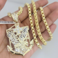 Real 10k Gold Byzantine Necklace Eagle Anchor Charm SET Chain 20"-30" 4mm