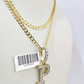 10k Gold Chain Necklace Cuban Curb P Diamond Initial Pendant Set 3mm 20"-30"