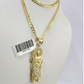 10k Gold Cuban Curb 3mm Chain Necklace Saint Jude Charm Pendant 18"-28" Set
