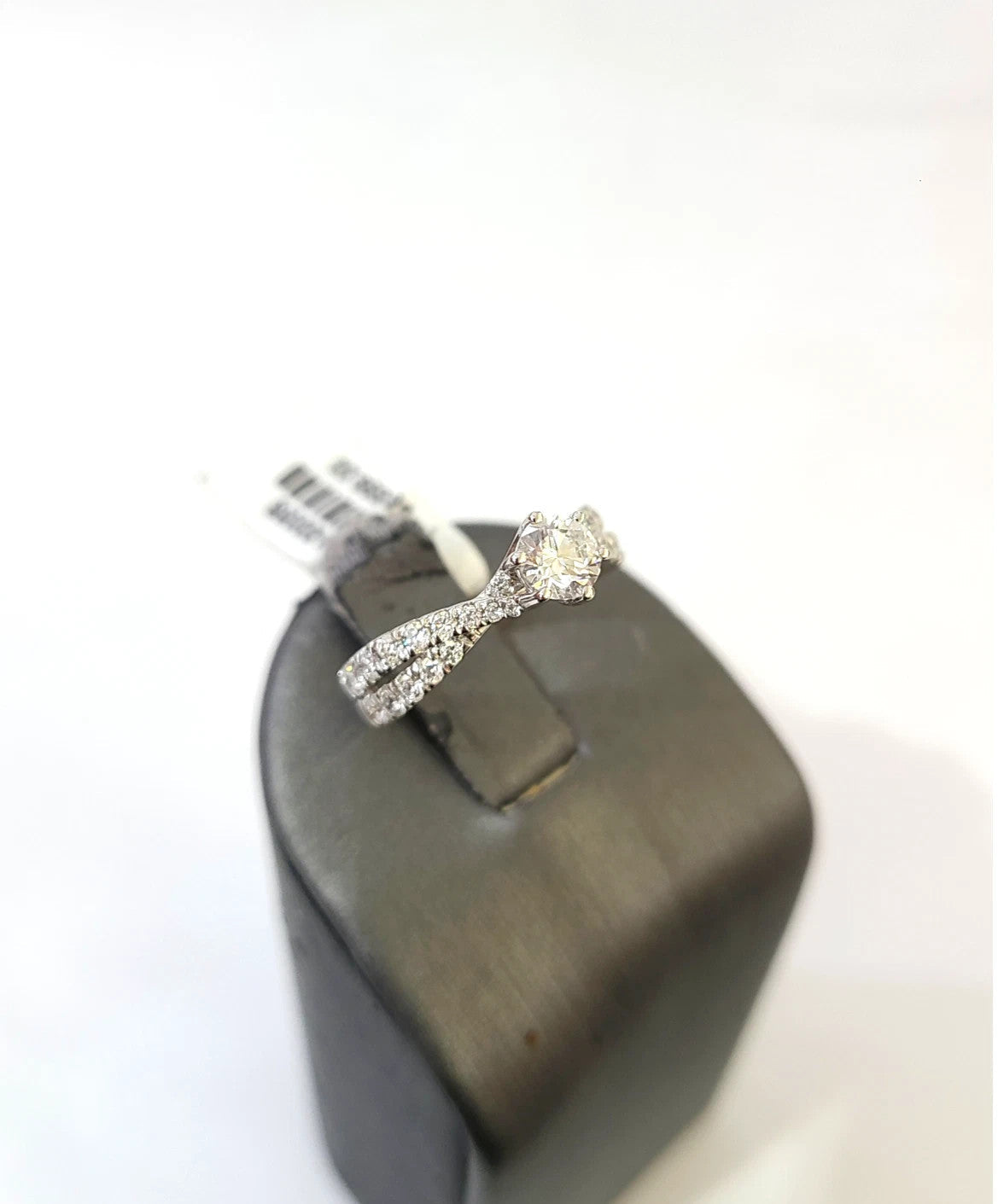 14k White Gold Round Pave Ring LAB Created Diamonds Wedding Ladies Band Women