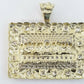 Real 10k Yellow Gold Mens Nugget Last supper pendant 2" Charm Diamond Cut ,Jesus