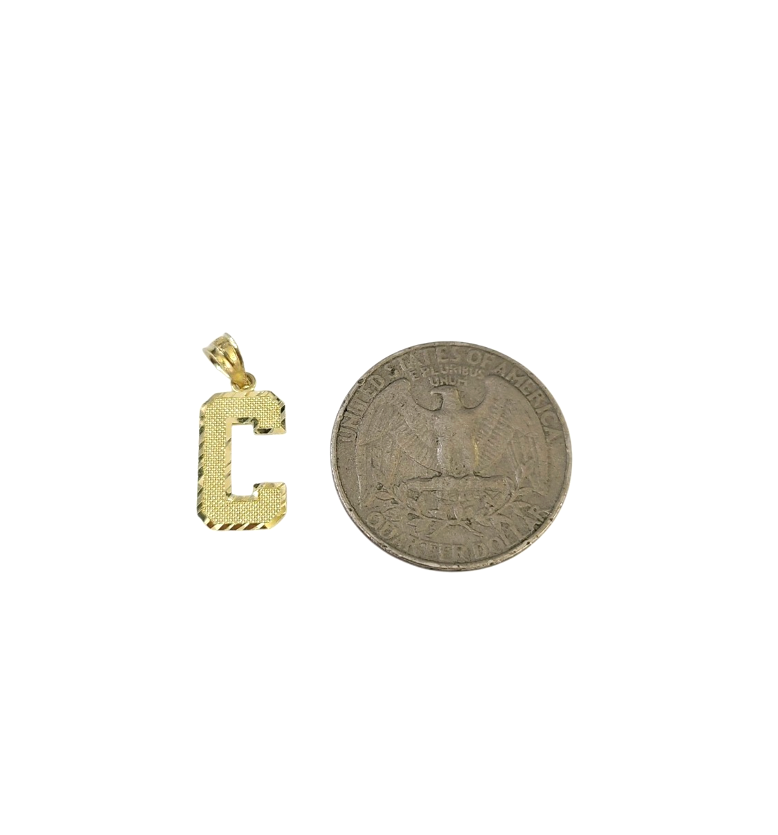 10K Yellow Gold C Initial Charm Pendant Alphabet Real 10kt Men Women