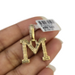 10k Gold Figaro Chain M Diamond Initial Pendant 3mm 20-28 inch SET Necklace