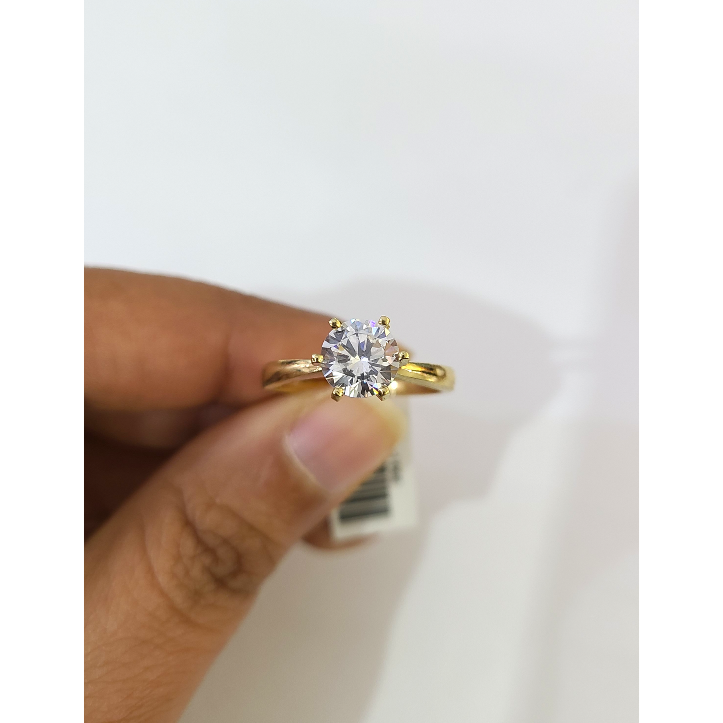 Real 10k Solitaire CZ Ring Yellow Gold Women 10Kt Genuine