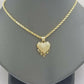 10k Love Heart Yellow Gold Dripping Heart Charm Diamond Cut Pendant Men Women