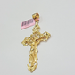 14k Yellow Gold Jesus Cross Charm Pendant 3 Inches Crucifix Chain Necklace SALE
