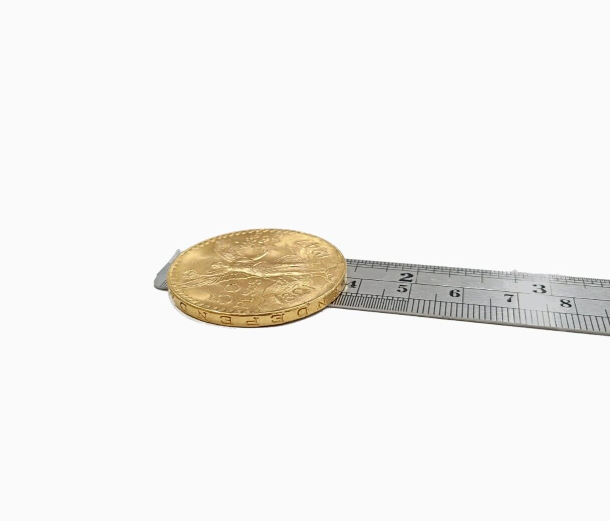 1947 Mexican Centenaro 50 Gold Pesos Coin Solid 22k Yellow Gold, Oro Centenario