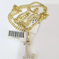 10k Gold Chain Necklace Cuban Curb L Diamond Initial Pendant Set 3mm 20"-30"