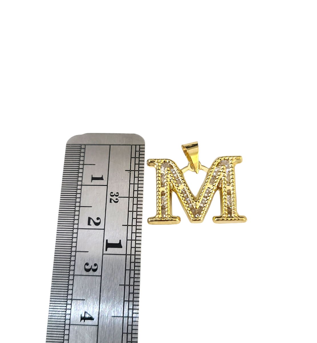 10k Gold Cuban Curb Chain Necklace M Initial Alphabet Pendant Charm 3mm Necklace