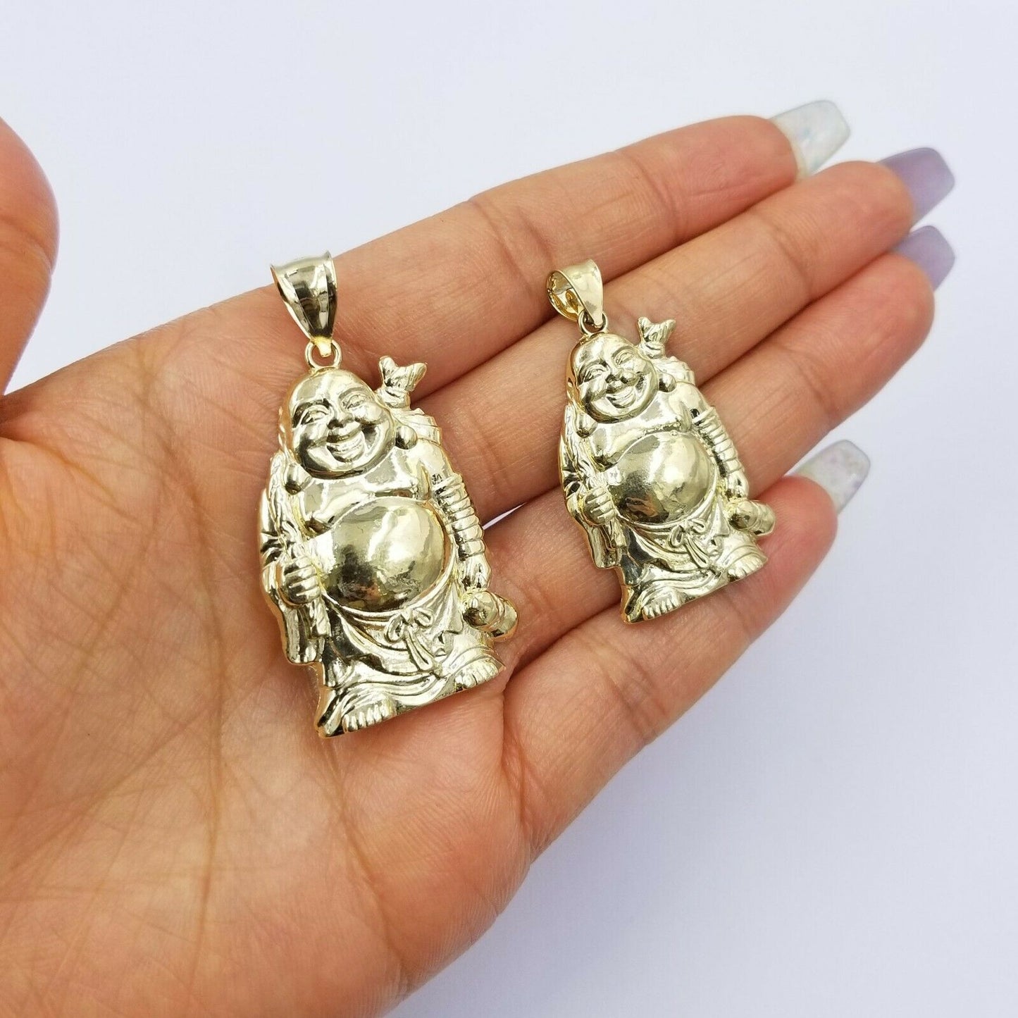 Real 10K Yellow Gold Laughing Buddha Charm Lucky Pendant SOLID Gold